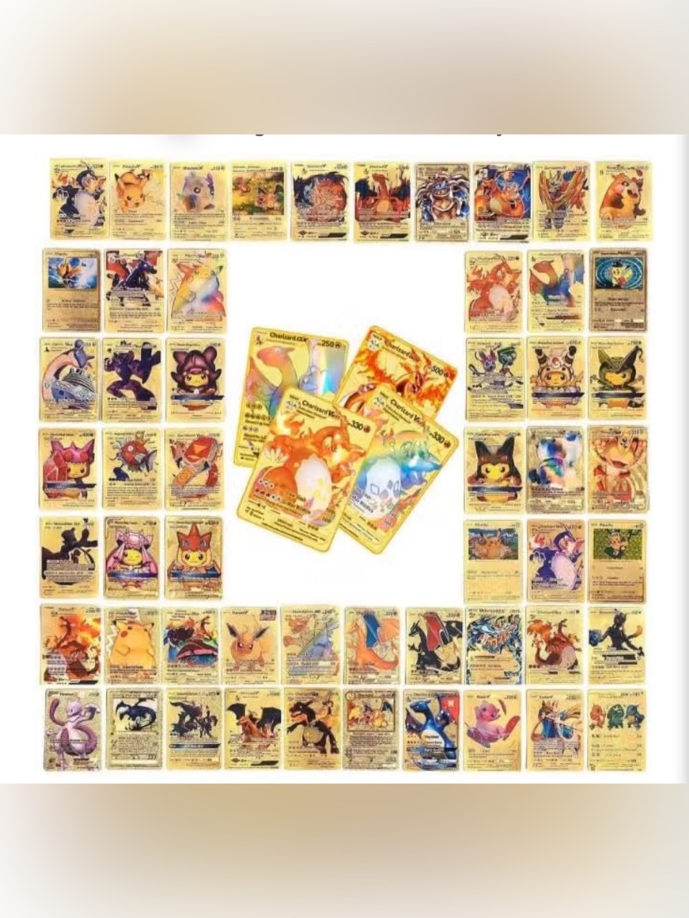 CUSTOM POKEMON GOLD FOIL BOX SET ART CARDS 55 COUNT TCG SEALED BOX